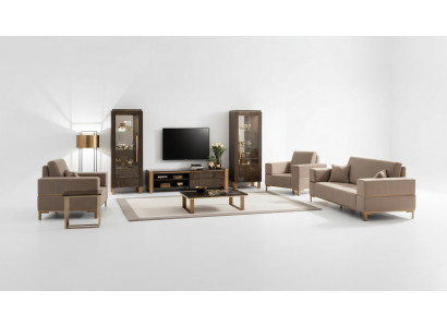 Wunnwand TV Lowboard Elegante Vitrinn Wunnzëmmer Design Klassesch 3tlg.