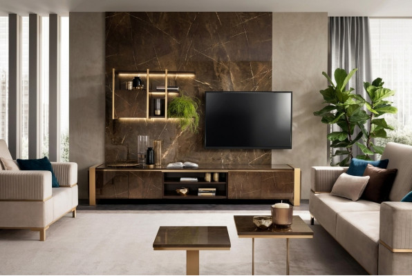 Regal Wohnwand RTV TV Sideboard Vitrine Schaf Wohnzimmer Regal Arredoclassic