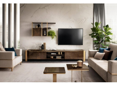 Regal Wohnwand RTV TV Sideboard Vitrine Schaf Wohnzimmer Regal Arredoclassic