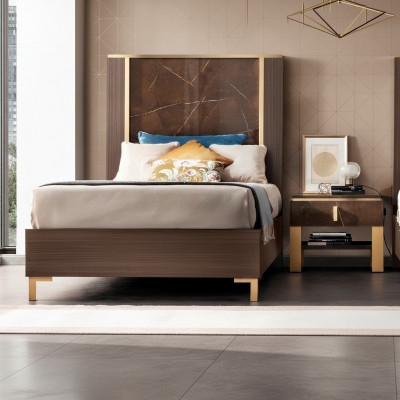 Bett, Nuetsdësch, Schlofzëmmer, Polsterbett, Klassesch Designer Miwwelen, arredoclassic