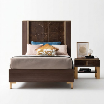 Bett, Nuetsdësch, Schlofzëmmer, Polsterbett, Klassesch Designer Miwwelen, arredoclassic