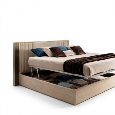 Designer Holz Bett, Schlafzimmer, Edelt Polsters, Miwwel, Duebel Better arredoclassic