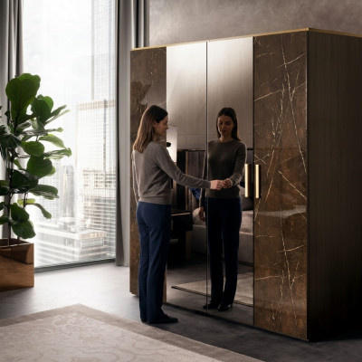 Luxus Kleederschaf Designer Kleederschief Héichglanz Miwwelen Wunnen Holz Neit