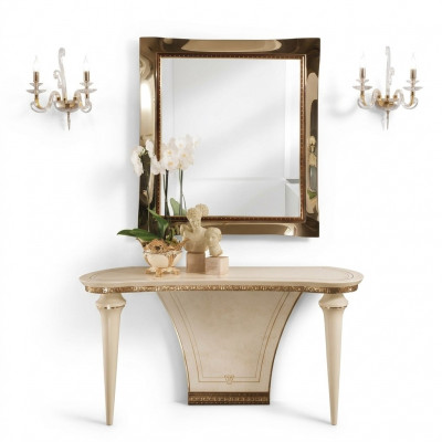 Miwwelen Stil Barock Konsolendësch Spigel Holz Italienesch Dëscher Grupp 2tlg Set
