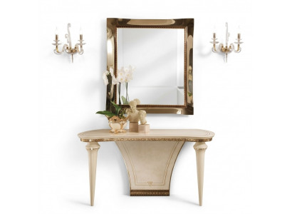 Miwwelen Stil Barock Konsolendësch Spigel Holz Italienesch Dëscher Grupp 2tlg Set