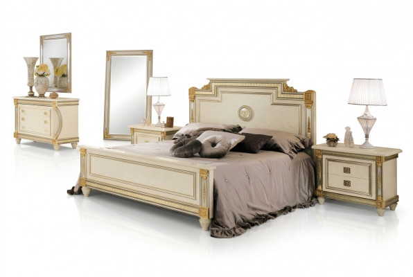 Bett 2x Nuetsdësch Design Schlofzëmmer Klassesch 3tlg. Luxus Better Set Miwwelen