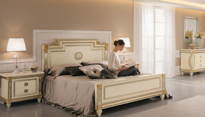 Kinneksbett 2x Nuetsdësch Schlofzëmmer Set 3-deel Montur Holz Better Nei