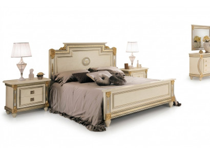 Kinneksbett 2x Nuetsdësch Schlofzëmmer Set 3-deel Montur Holz Better Nei