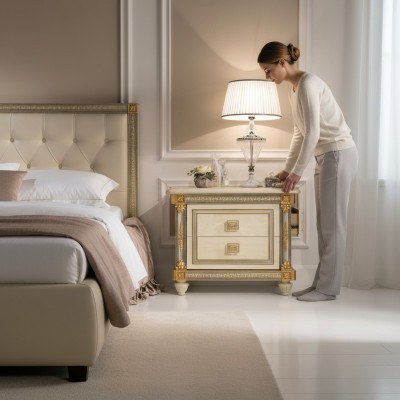 Design-Nuechtdësch Konsol Niewendëscher Schlofzëmmer Holz Luxus Konsolen Nei