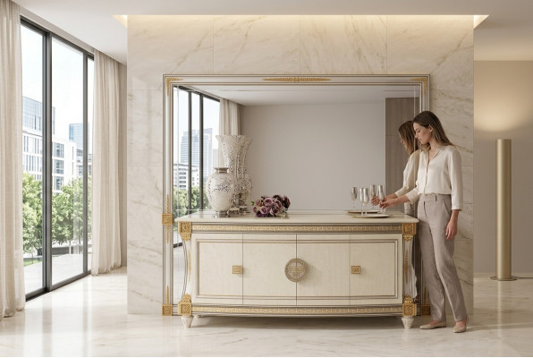 Buffet Anrichte Kommode Spigel Éierlech Handaarbecht Barock Rokoko arredoclassic