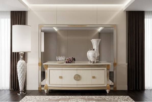 Buffet Anrichte Kommode Spigel Éierlech Handaarbecht Barock Rokoko arredoclassic