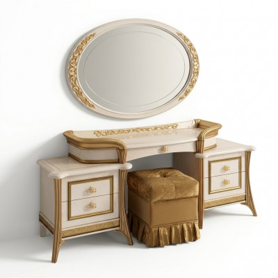 Schminktisch Spigel Hocker Kommode Set Komplett Schlofzëmmer Nei 3tlg. Konsole