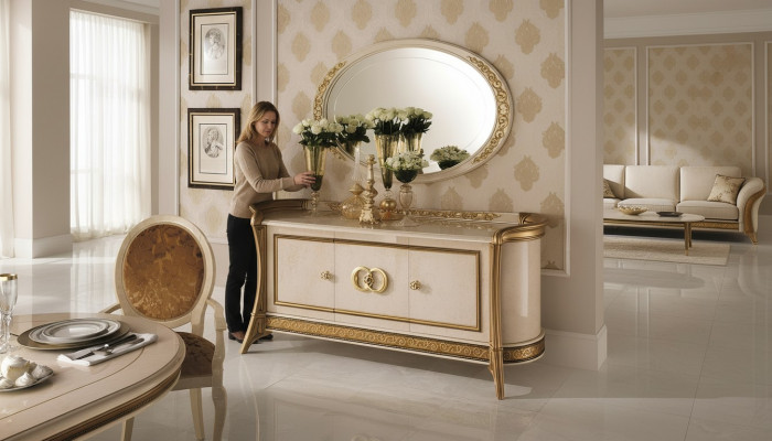 Kommode Holz Miwwelen Barock mat Spigel Luxus Italienesch Miwwelen 2-Teile Garnitur Nei