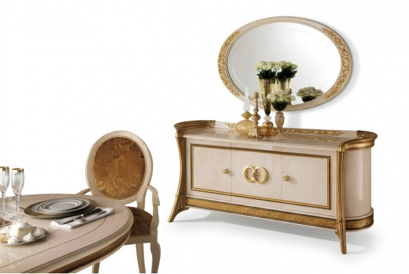 Kommode Holz Miwwelen Barock mat Spigel Luxus Italienesch Miwwelen 2-Teile Garnitur Nei