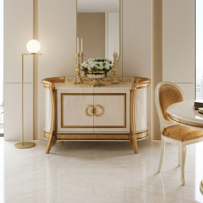 Design Miwwel Stil Barock Kommode Schaf Beige Luxus Holz Italienesch Miwwelen Nei