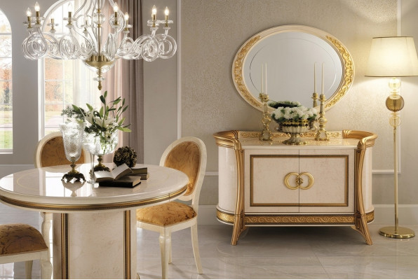 Méiwel Stil Barock 2tlg Set Kommode mat Spigel Luxus Holz Italienesch Méiwel Nei
