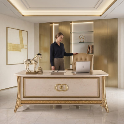 Design Büro Schreifdësch Dësch Sëtz Ariichtung mat Stull 2tlg. arredoclassic