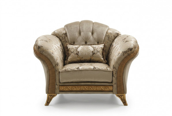 Wunnzëmmer Luxus Fotell Hotel Polster Klassesch Einsëtzeger Beige arredoclassic