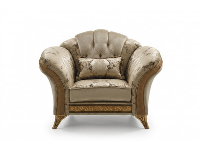 Wunnzëmmer Luxus Fotell Hotel Polster Klassesch Einsëtzeger Beige arredoclassic