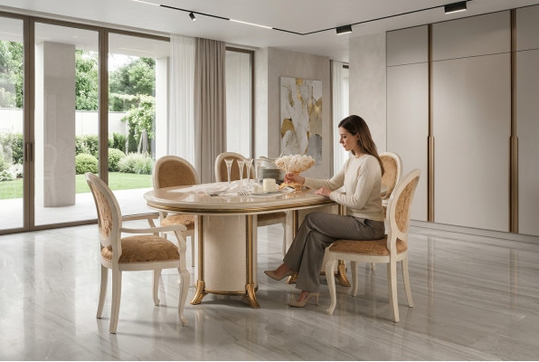 Italienesch Iesszëmmer Set Garnitur Stull Iessdësch Grupp 7tlg. arredoclassic