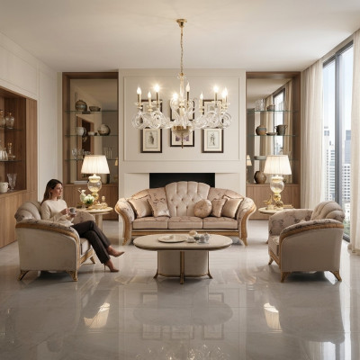 Sofagarnitur 3+2+1 Sëtzer Wunnlandschaft Sofa Canapé Arredoclassic Garnitur Sofas
