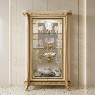 Vitrin Vitrine Schaf Glasschaf Wunnzëmmer Regal Barock Rokoko Echt Holz