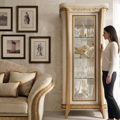 Luxus Vitrinnenschaf Glas Schaf Klassesch Stil Miwwelen Regal ITALIE NEI