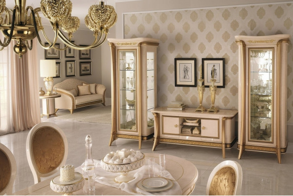 Wunnzëimmermiwwel Set Wunnzëimmer Sideboard 2x Vitrinn 3-dgj. Wunnmauer arredoclassic