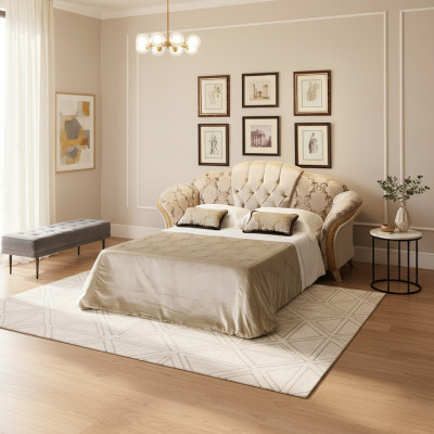 3-Sëtz Sofa mat Schloffunktion Textilstoff Miwwel Polster arredoclassic