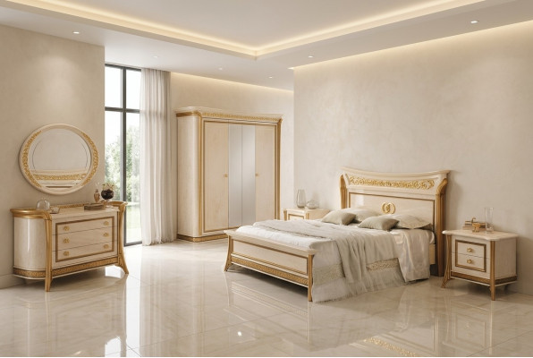 Bett 2x Nuetsdësch 3 tlg. Schlofkummer Set Miwwelen Modern Better arredoclassic nei