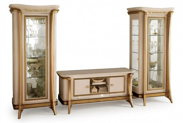 Wunnzëmmer Sideboard 2x Vitrin 3tlg. Wunnwand Miwwel arredoclassic Set Design