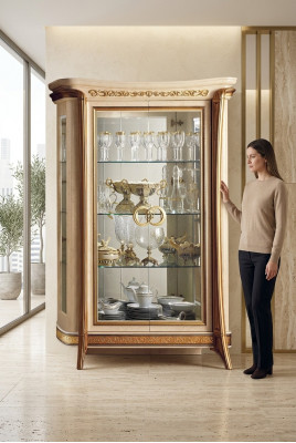 Design Miwwel Holz Klassesch Stil Barock Vitrin Italienescht Miwwel Kommode
