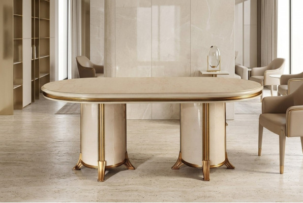 Iesszëmmer Wunnzëmmer Klassesch Beige arredoclassic Iessdësch Design Dësch Holz