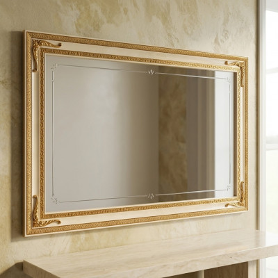 Klasseschen Mauer-Spigel Holzrahmen Spigel Miwwel Gold 170x110 Holz Rumm Wand