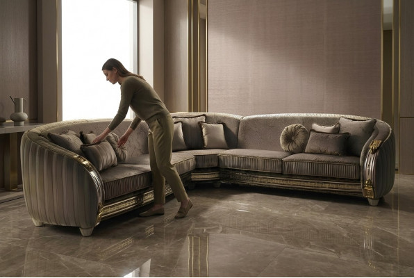 Ecksofa L-Form Ledersofa Canapé Wunnlandschaft Garnitur Design Eckcanapé arredoclassic