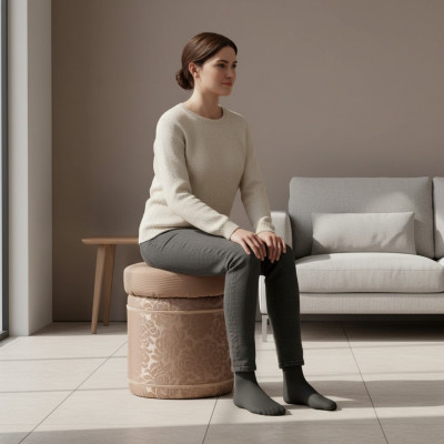 Hocker Polsterhocker Fouss Ablag Miwwelen Wunnen Sëtzbanken Sëtz Stoff Braun Design