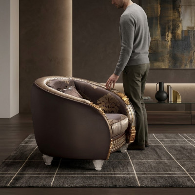 Klassesch Fotëll Fernseh Sofa 1 Sëtzer Canapé Designer Textil Sofas Polster Nei