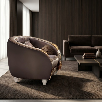 Klassesch Fotëll Fernseh Sofa 1 Sëtzer Canapé Designer Textil Sofas Polster Nei
