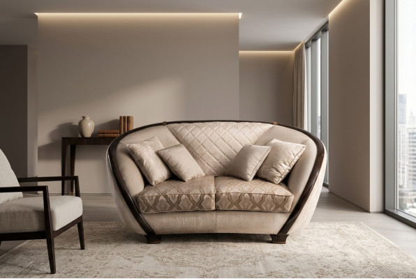 Wunnzëmmer Stoff Couch Sofa 2 Sëtzer Designer Couchen Couch Beige Textil Polster