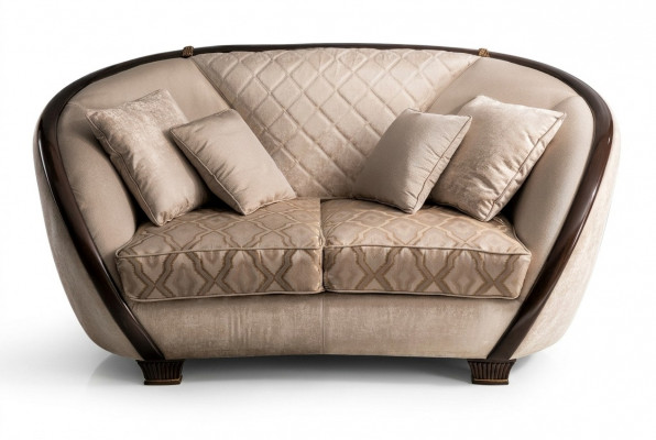 Wunnzëmmer Stoff Couch Sofa 2 Sëtzer Designer Couchen Couch Beige Textil Polster