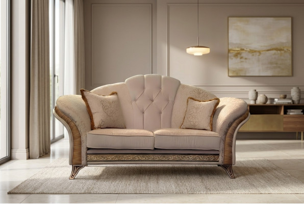 Sofa 2 Sëtz Couch Design Polster Klassesch Stoff arredoclassic Zweesëtzer