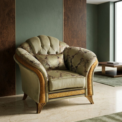 Luxus Fernseh Klassesch Sesselen Lounge 1 Sëtzier Stoff Relax Club arredoclassic