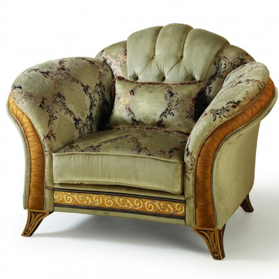 Luxus Fernseh Klassesch Sesselen Lounge 1 Sëtzier Stoff Relax Club arredoclassic