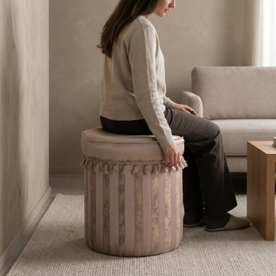 Design Hocker Design Polster Ottoman Fousshocker Sëtz Textil Chaise Lounge Pufa