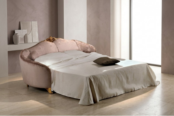 Sofa Schlofschofa Designer 3-Sëtzer Sofa mat Bettfunktioun Couch Textil Sofa Polster