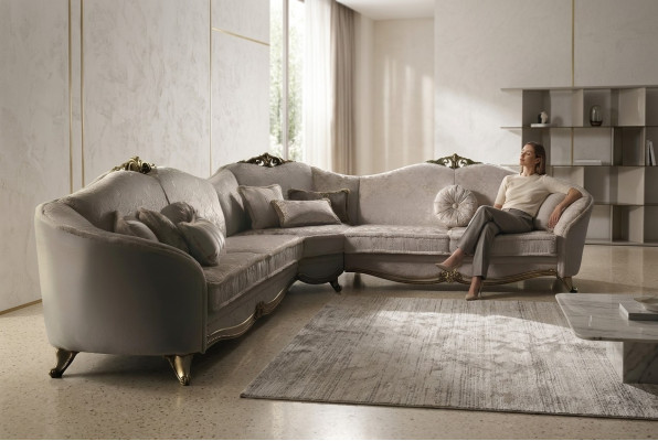 Ecksofa Wunnlandschaft Sofa Canapé L-Form Polster Canapéen Textil arredoclassic