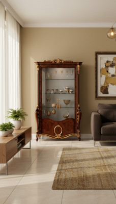 Luxusvitrinnemöbel Wunnzëmmer Schaf Glasvitrinnen Designer Schief Kommode