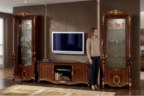 Wunnzëmmert-Miwwel Set Designer Wunnzëmmer Sideboard 2x Vitrinn 3tlg. Wunnwand Nei