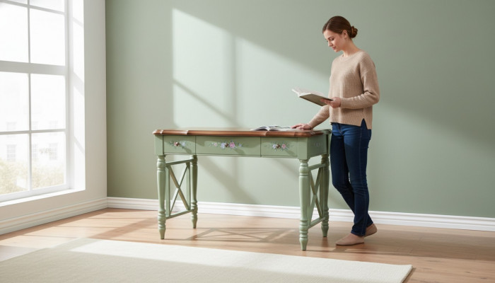 Schreifdësch Massivholz Miwwelen Klassesch Dësch Büro Dëscher Landhausstil