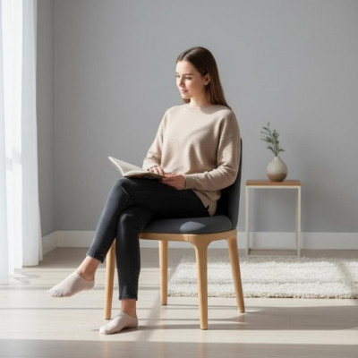 Designstull, Lehnstull, Polsterstill, Lounge Massivholz Textil Holz Sessel Nei
